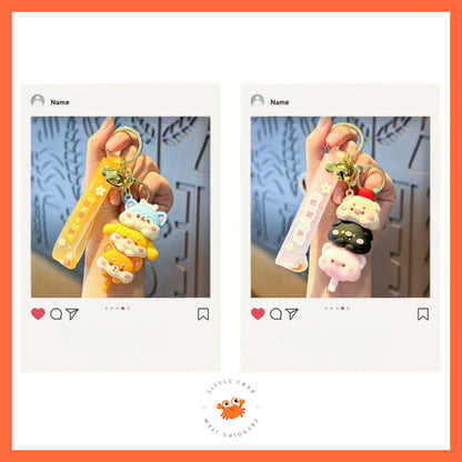 [littlecrab] Gantungan Kunci Motif Doggy Piggy Tumpuk Cute Keychain Gemoy Trio Aksesoris Aesthetic