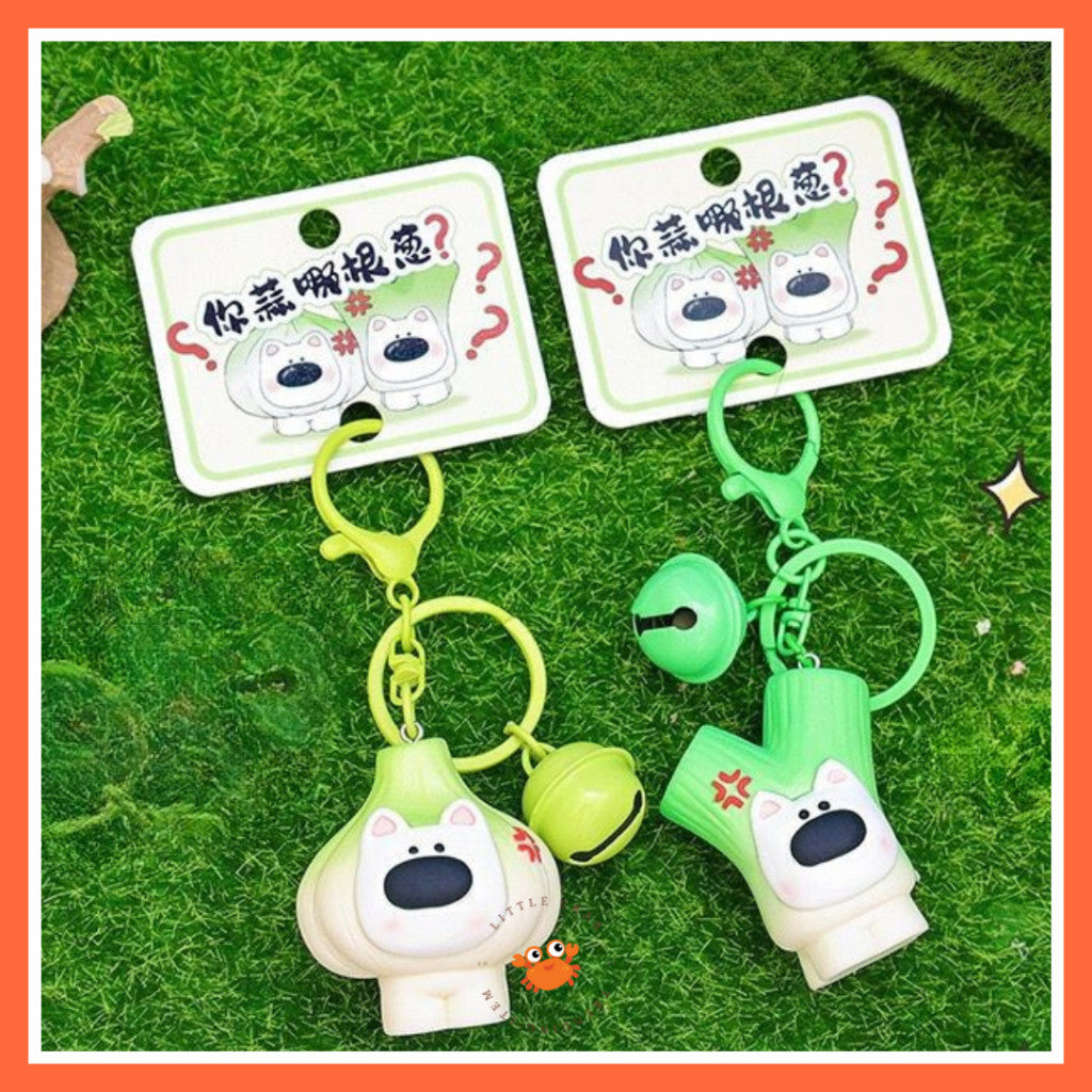 [littlecrab] Gantungan Kunci Motif Bawang Garlic Daun Bawang Keychain Unik Gemoy Hijau Putih Cartoon