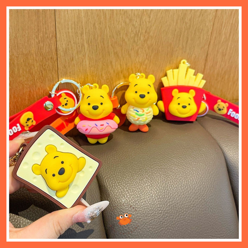 [littlecrab] Gantungan Kunci Winnie The Pooh Bentuk Makanan Burger Donat French Fries Keychain Food