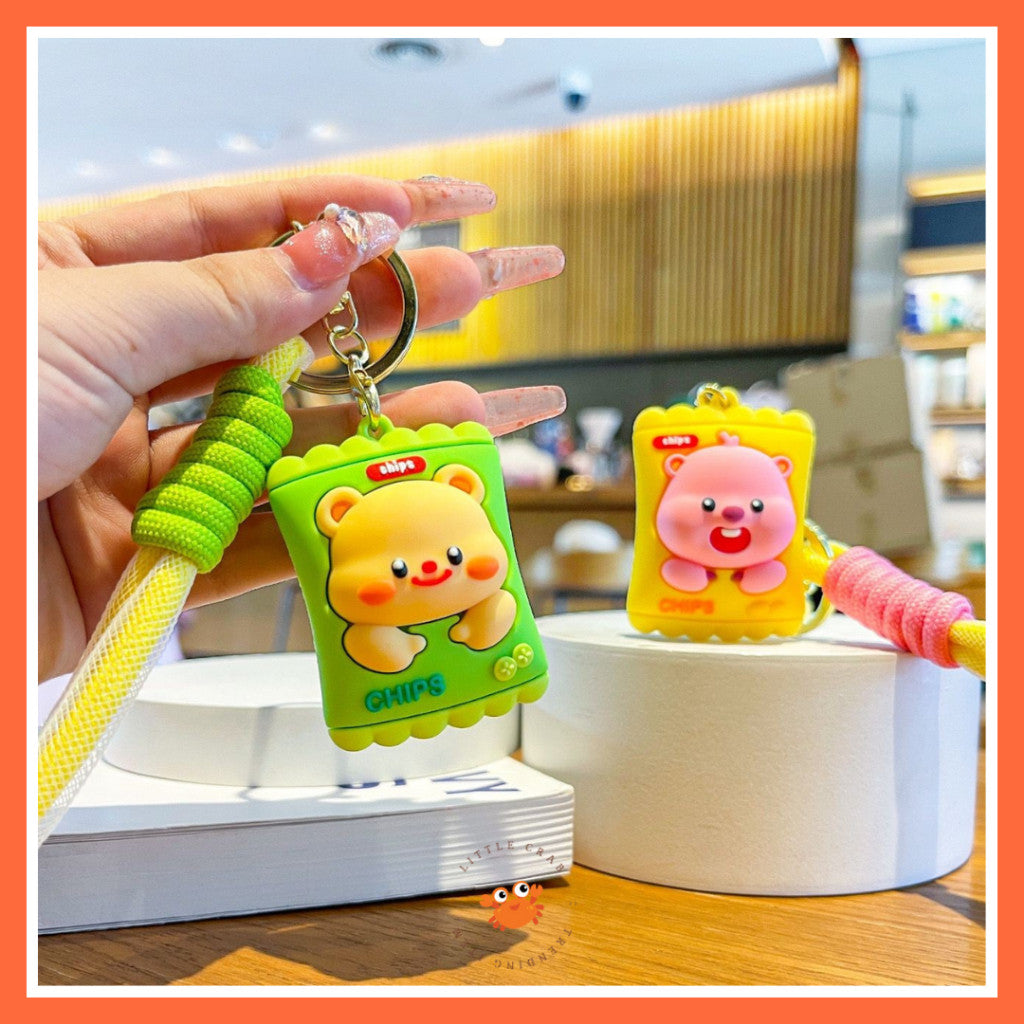 [littlecrab] Gantungan Kunci Snack Butter Bear Loopy Lays Hijau Kuning Keychain Gemoy Aesthetic