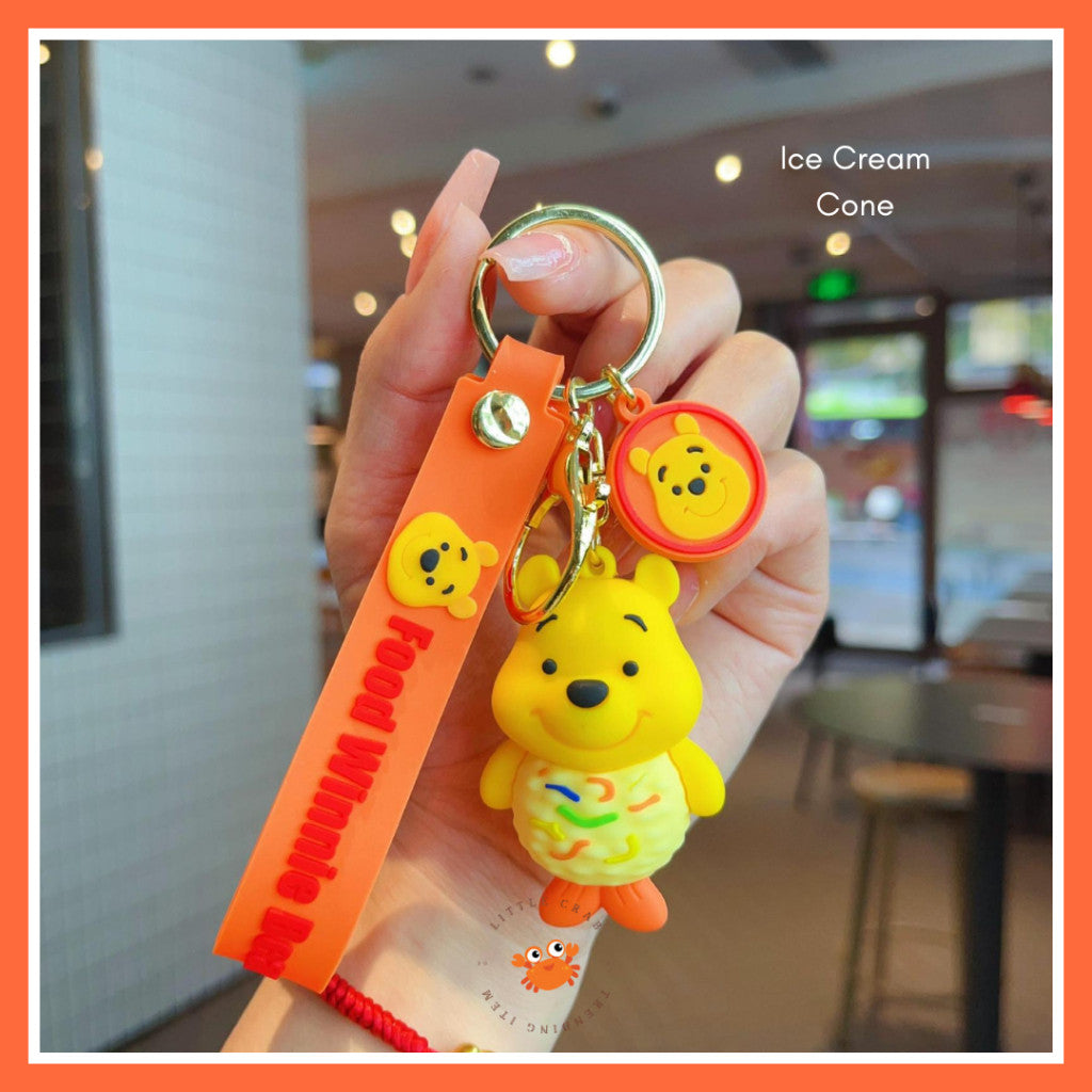 [littlecrab] Gantungan Kunci Winnie The Pooh Bentuk Makanan Burger Donat French Fries Keychain Food