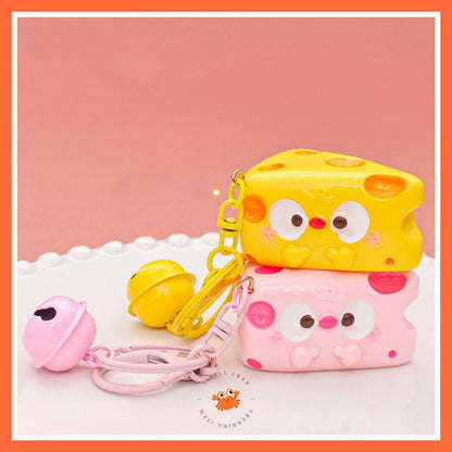 [littlecrab] Gantungan Kunci Motif Keju Cheese Keychain Karakter Unik Lucu Lonceng Cartoon Gemoy