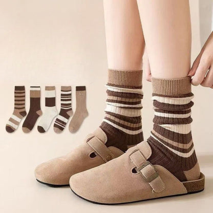 [littlecrab] Kaos Kaki Panjang Chocolate Latte Brown Long Socks Earth Tone Aesthetic Berkualitas