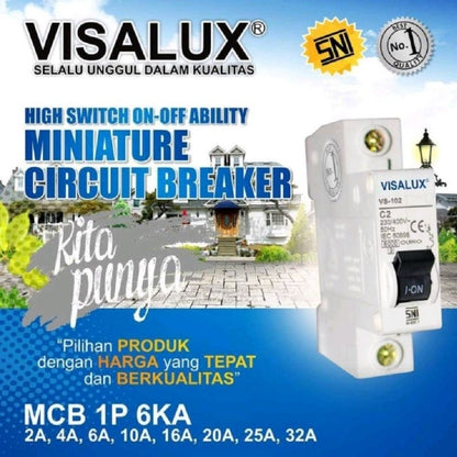 Pekanbaru Mcb Visalux 1 Phase  2A 4A 6A 10A 16A 20A 25A 32A