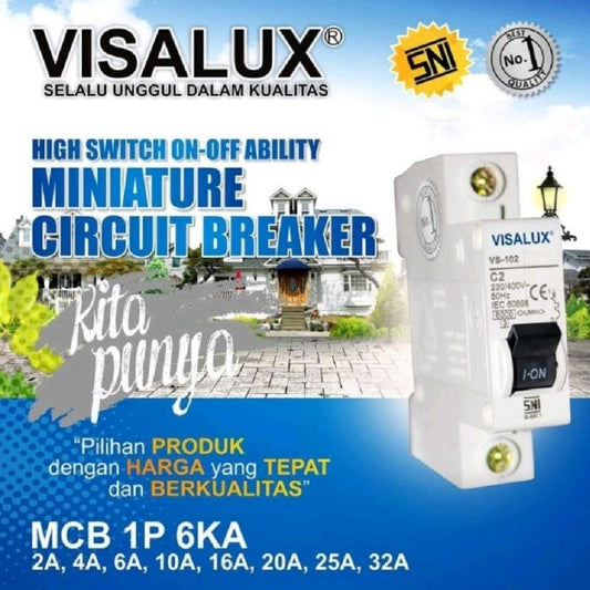 Pekanbaru Mcb Visalux 1 Phase  2A 4A 6A 10A 16A 20A 25A 32A