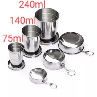 Gantungan Kunci Unik Gelas Lipat Stainless Camping Kemping Folded Cup