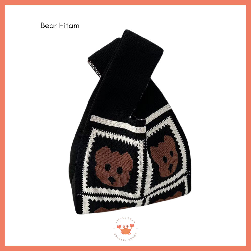 [littlecrab] Tas Rajut Bangkok All Motif Knit Knot Bag Mini Totebag Buffalow Unik Kanvas Premium