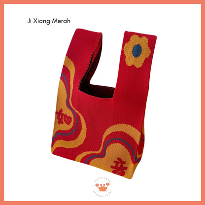 [littlecrab] Tas Rajut Bangkok All Motif Knit Knot Bag Mini Totebag Buffalow Unik Kanvas Premium