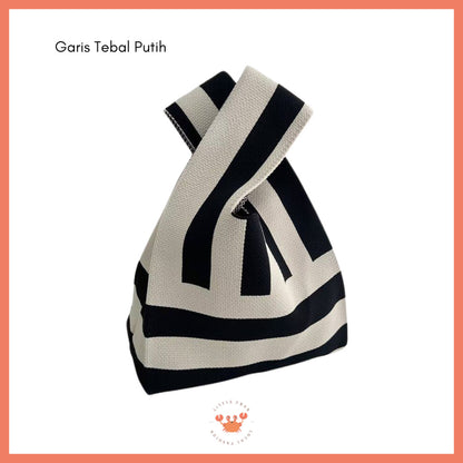 [littlecrab] Tas Rajut Earth Tone Coklat Hitam Putih Bangkok Knit Bag Knot Mini Totebag Buffalow