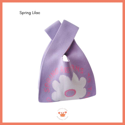 [littlecrab] Tas Rajut Bangkok Motif Bunga Flower Knit Bag Knot Mini Totebag Buffalow Unik Kanvas