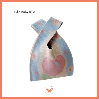 [littlecrab] Tas Rajut Motif Bunga Tulip Soft Color Aesthetic Cute Flower Knit Knot Bag Buffalow