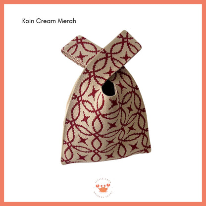 [bighuat] Tas Rajut Money Motif Uang Fa Cai Mahjong Knit Knot Bag Mini Totebag Bangkok Premium