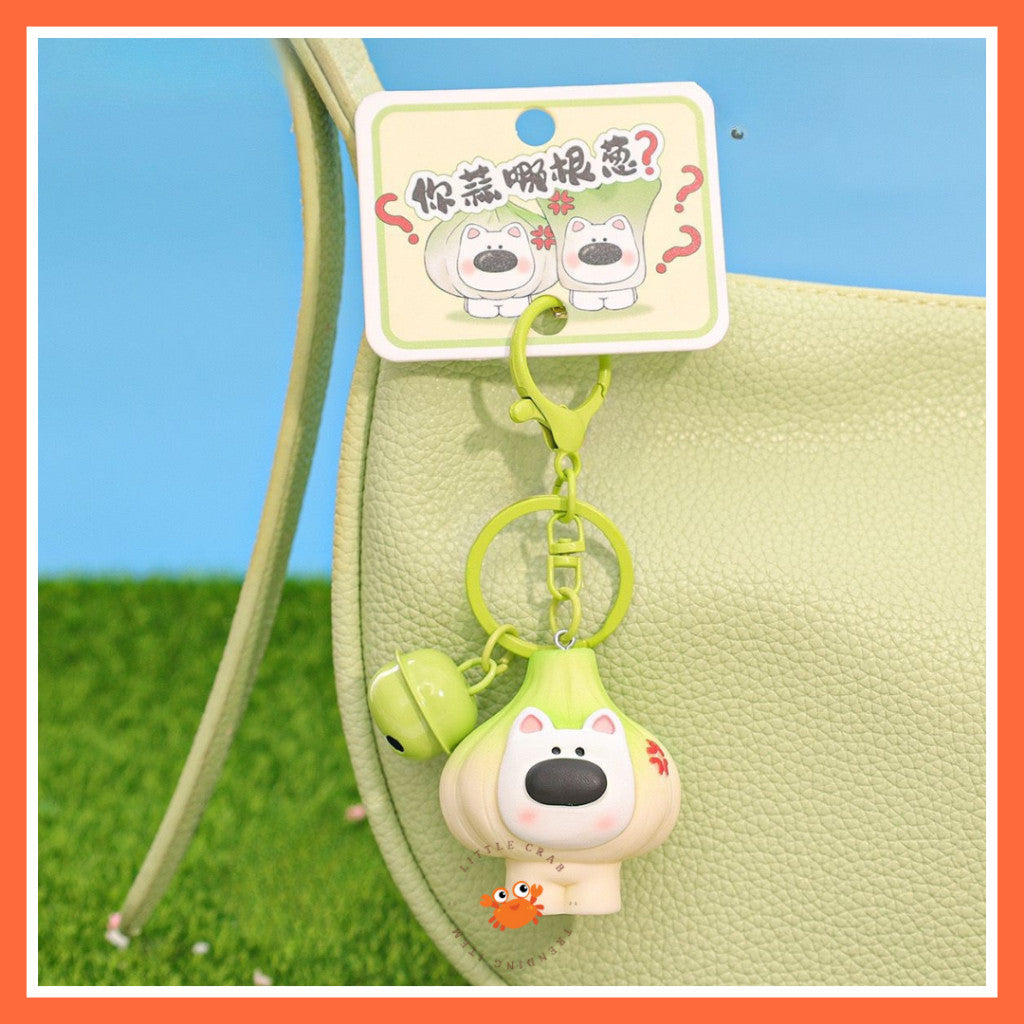 [littlecrab] Gantungan Kunci Motif Bawang Garlic Daun Bawang Keychain Unik Gemoy Hijau Putih Cartoon