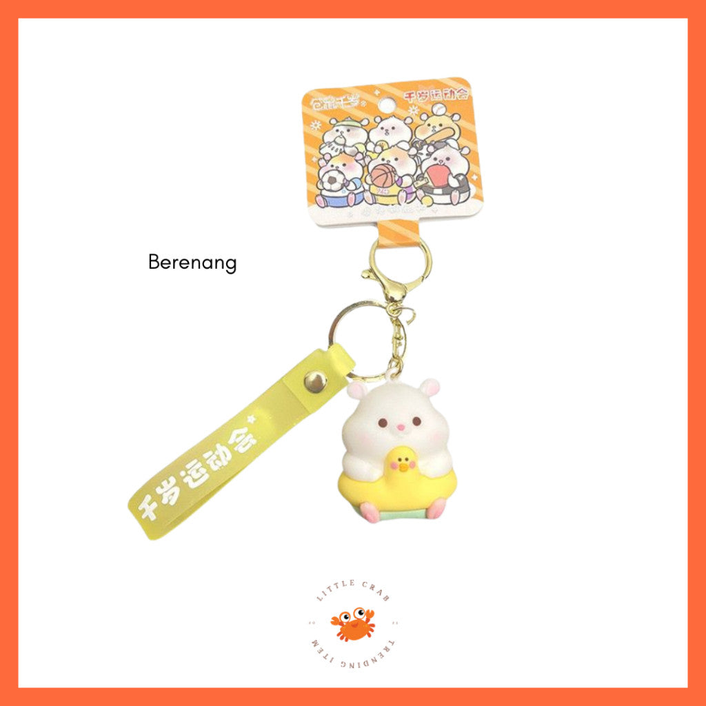 [littlecrab] Gantungan Kunci Hamster Olahraga Sport Keychain Gemoy Chubby Pet Aesthetic Cartoon