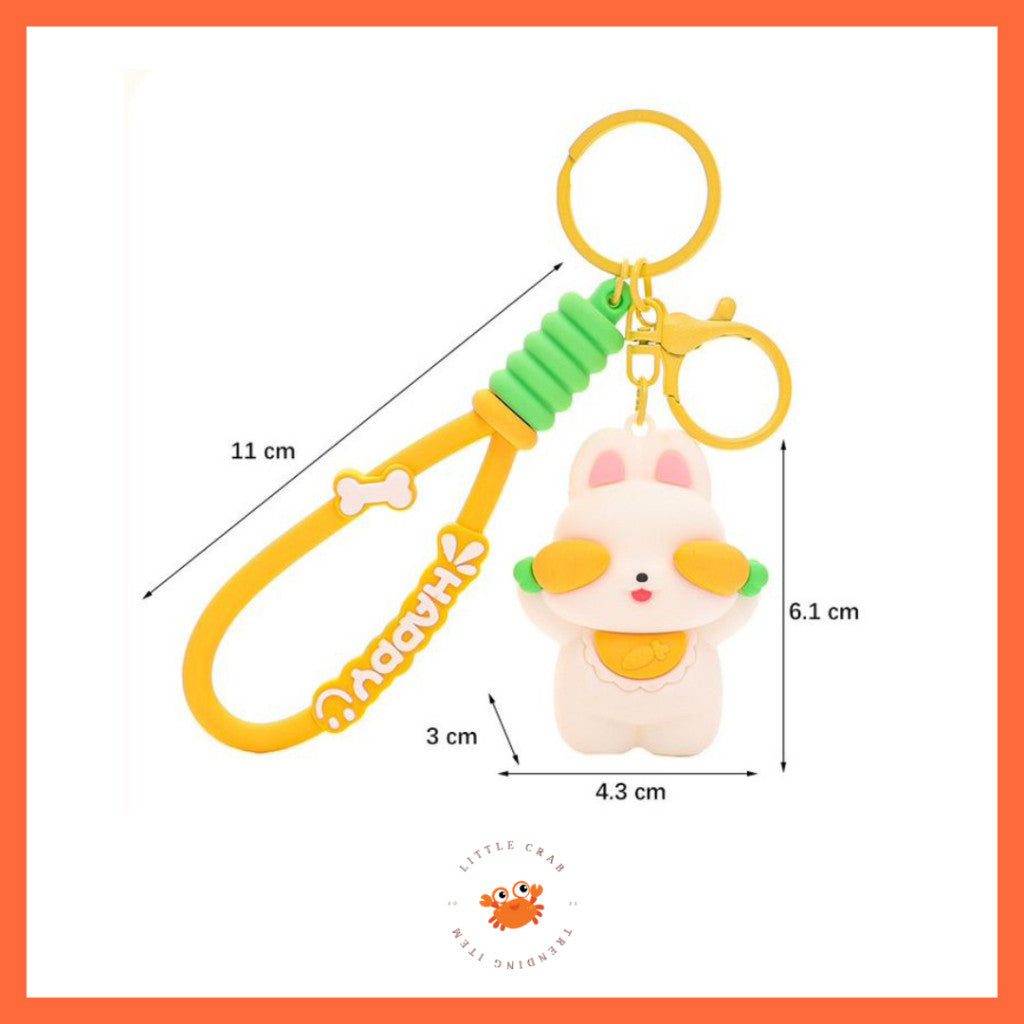 [littlecrab] Gantungan Kunci Panda Bambu Kelinci Wortel Motif Karakter Tutup Mata Cute Keychain