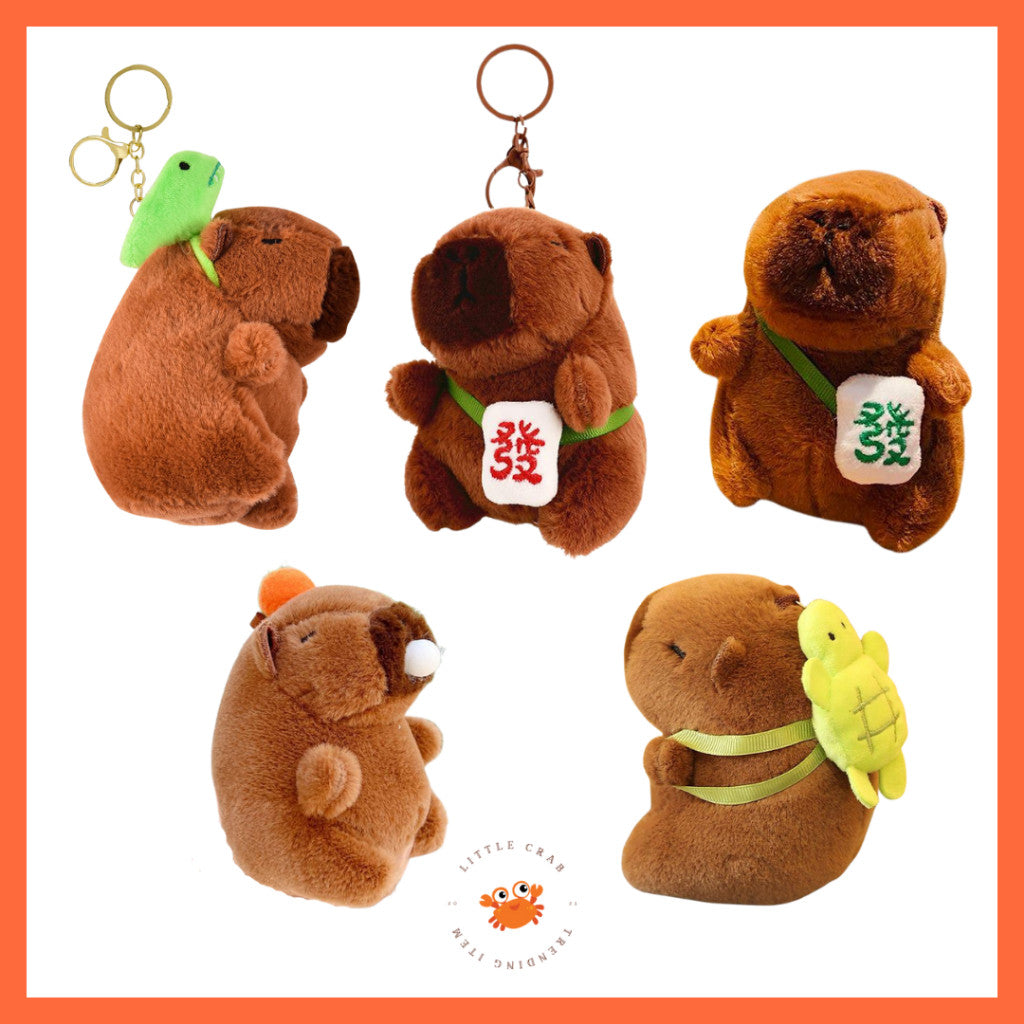 [littlecrab] Gantungan Kunci Boneka Capybara Mini Unik Keychain Plush Doll Beruang Gemoy