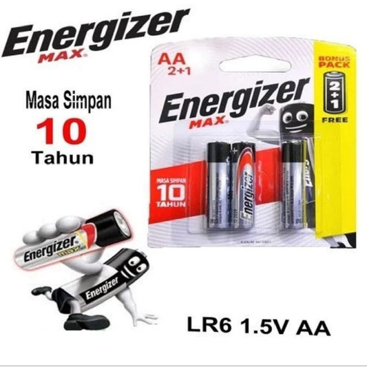 Pekanbaru Baterai Alkaline / Baterai Energizer Max Aa / A2 Dan Aaa / A3 2+1 Pack Isi 3