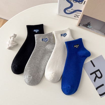 [littlecrab] Kaos Kaki Pendek Adventure High Quality Socks Simple Unisex Hitam Putih Biru Abu