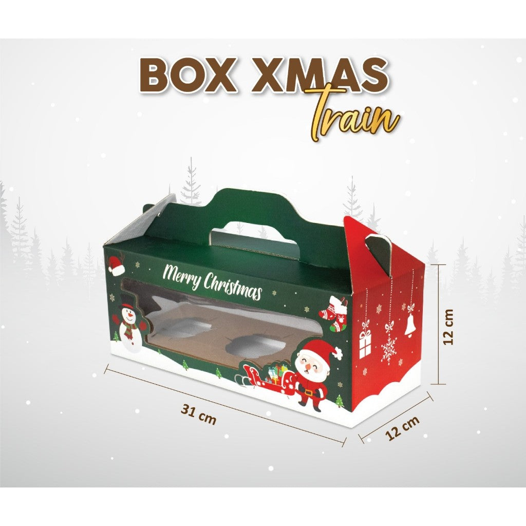Pekanbaru Christmas Hampers Box / Kotak Hampers Natal / Kotak Cupcake Natal 3 Cup Train