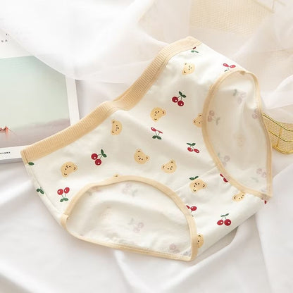 Pekanbaru Celana Dalam Wanita Motif Strawberry Fashion Jepang Crotch Mid Waist
