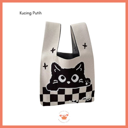 [littlecrab] Tas Rajut Bangkok All Motif Knit Knot Bag Mini Totebag Buffalow Unik Kanvas Premium