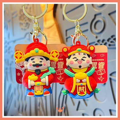 [littlecrab] Gantungan Kunci Cai Shen Ye Dewa Keberuntungan Keychain Lucu Unik Mobil Motor Kunci Rumah