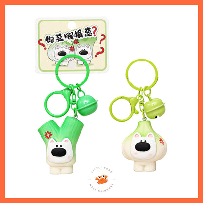 [littlecrab] Gantungan Kunci Motif Bawang Garlic Daun Bawang Keychain Unik Gemoy Hijau Putih Cartoon
