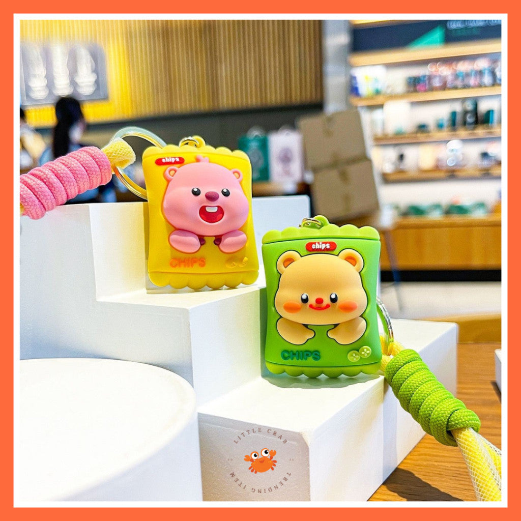 [littlecrab] Gantungan Kunci Snack Butter Bear Loopy Lays Hijau Kuning Keychain Gemoy Aesthetic