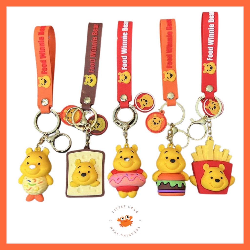 [littlecrab] Gantungan Kunci Winnie The Pooh Bentuk Makanan Burger Donat French Fries Keychain Food