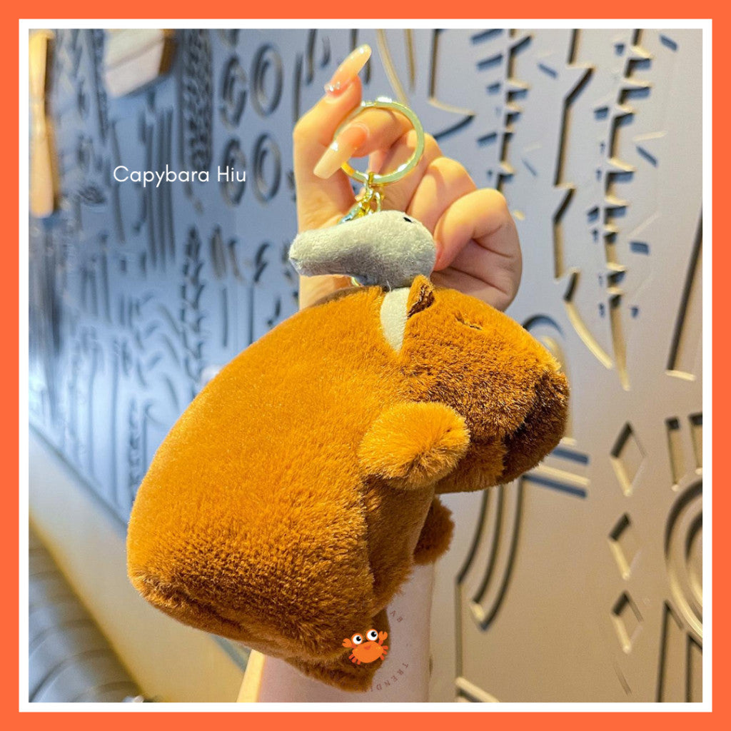 [littlecrab] Gantungan Kunci Boneka Capybara Mini Unik Keychain Plush Doll Beruang Gemoy