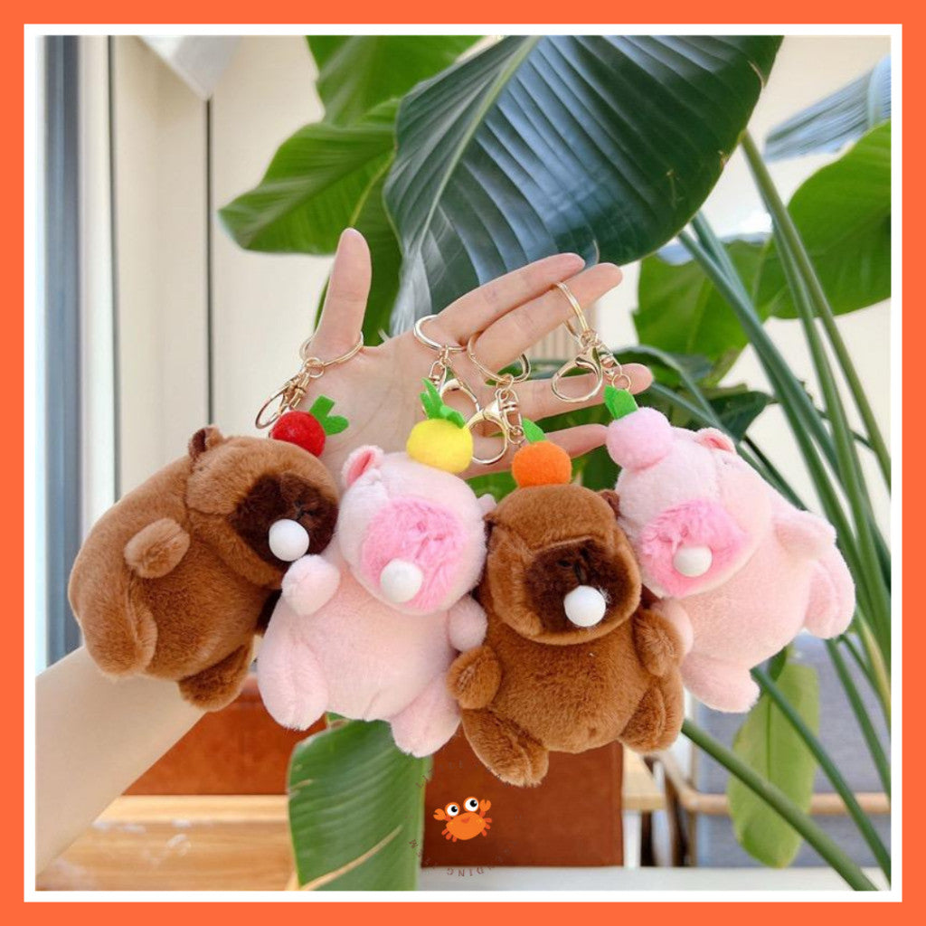[littlecrab] Gantungan Kunci Boneka Capybara Mini Unik Keychain Plush Doll Beruang Gemoy