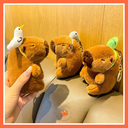 [littlecrab] Gantungan Kunci Boneka Capybara Mini Unik Keychain Plush Doll Beruang Gemoy