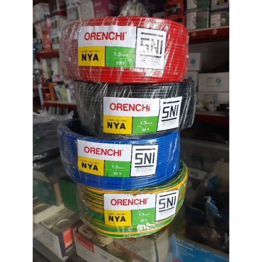 Pekanbaru Kabel Nya Orenchi 1,5Mm Dan 2,5Mm 50Yards / Kabel Instalasi / Kabel Listrik / Kabel Tunggal Orenchi Sni