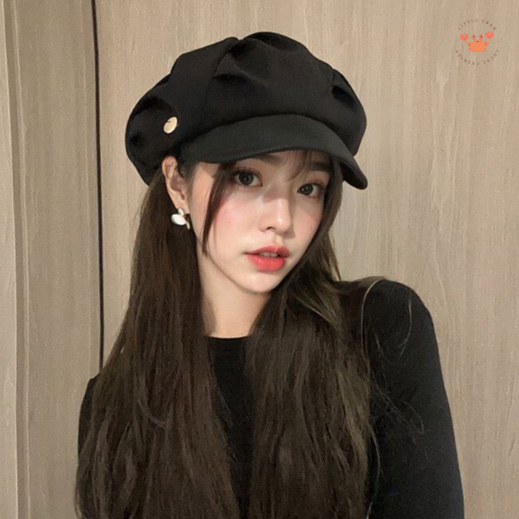 [littlecrab] Topi Baret Bentuk Awan Cloud Puff Simple Cute Aesthetic Retro Korean Style Topi Seniman