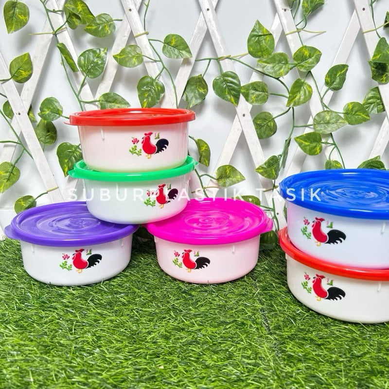 [3 pcs] Mangkuk Ayam Tutup MTAJ-M | Mangkok Plastik Lunch Box Kotak Bekal Rapat Wadah Serbaguna