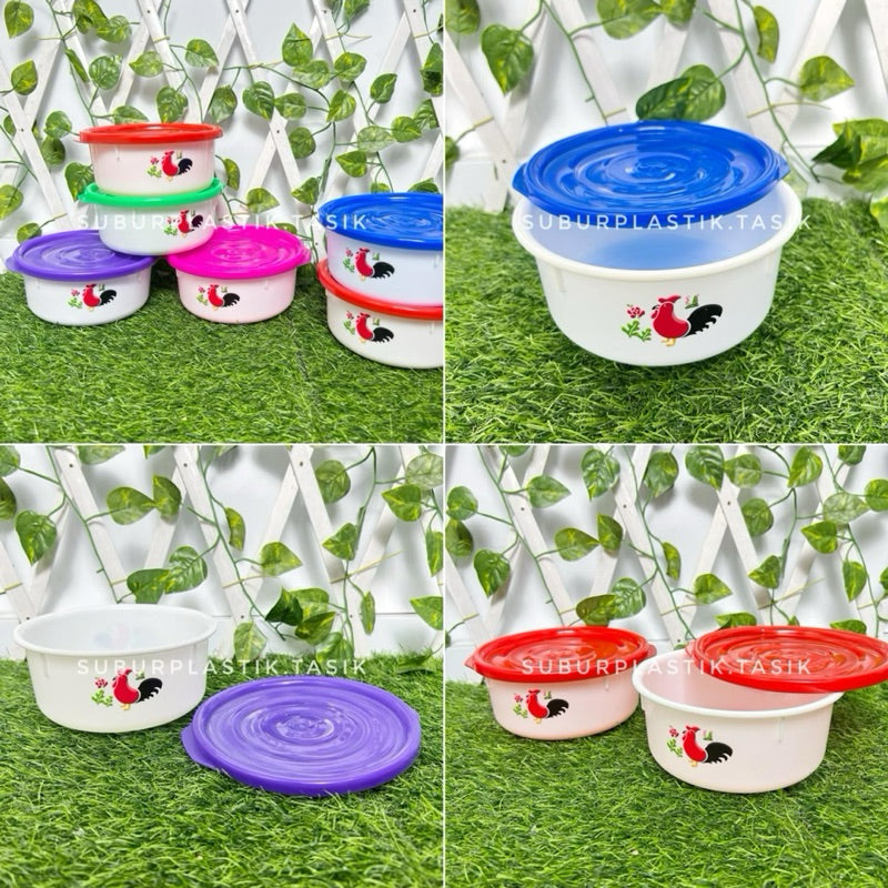[6 pcs] Mangkuk Ayam Tutup MTAJ-M | Mangkok Plastik Lunch Box Kotak Bekal Rapat Wadah Serbaguna