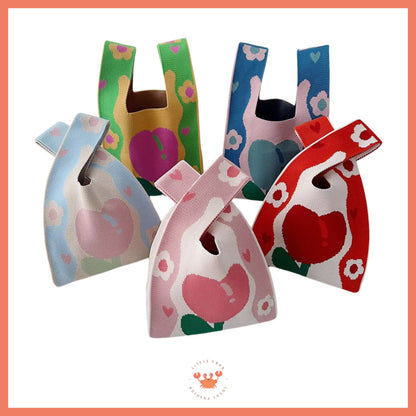 [littlecrab] Tas Rajut Motif Bunga Tulip Soft Color Aesthetic Cute Flower Knit Knot Bag Buffalow