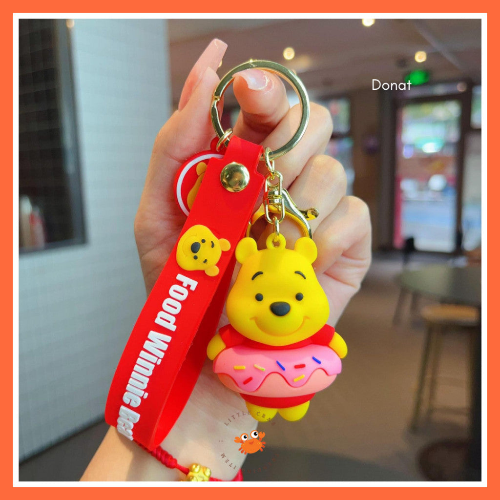 [littlecrab] Gantungan Kunci Winnie The Pooh Bentuk Makanan Burger Donat French Fries Keychain Food