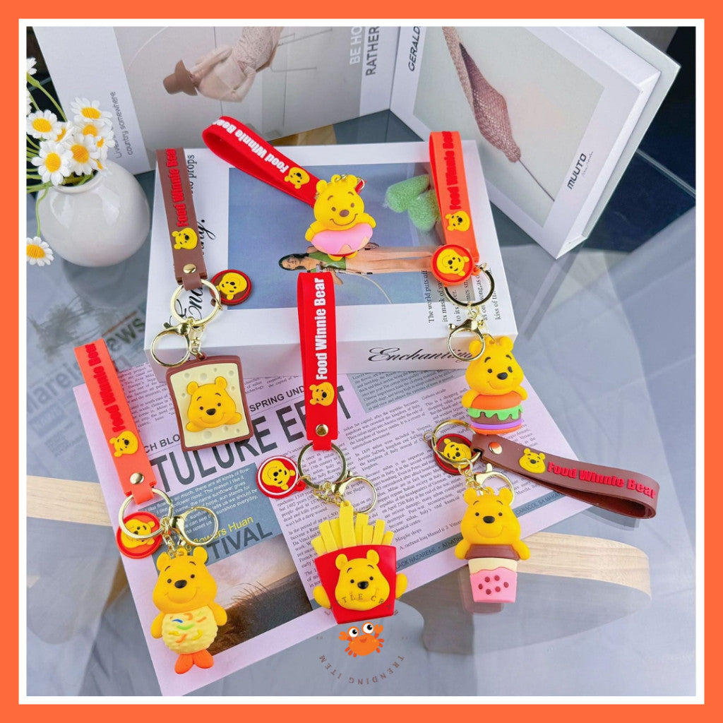 [littlecrab] Gantungan Kunci Winnie The Pooh Bentuk Makanan Burger Donat French Fries Keychain Food