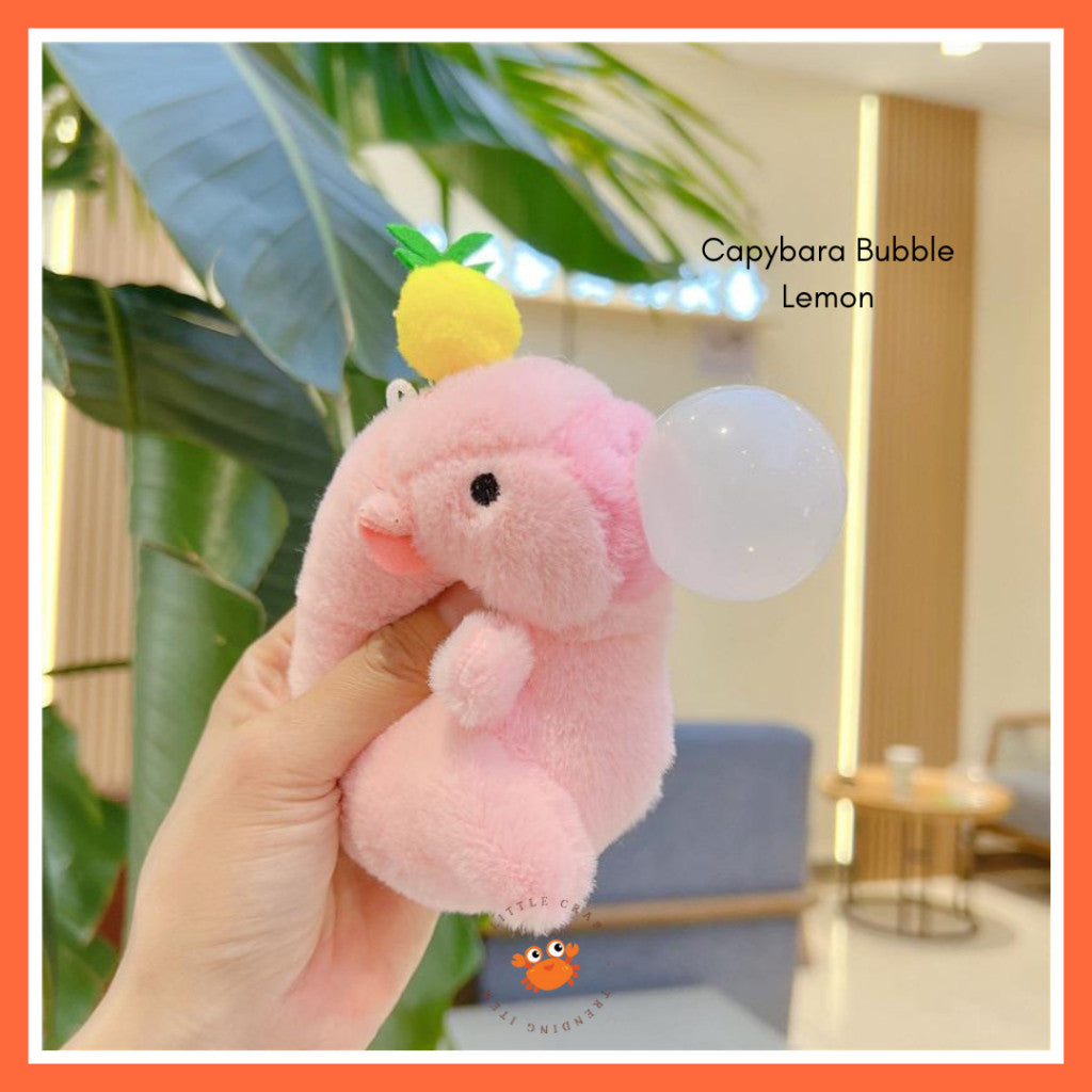 [littlecrab] Gantungan Kunci Boneka Capybara Mini Unik Keychain Plush Doll Beruang Gemoy