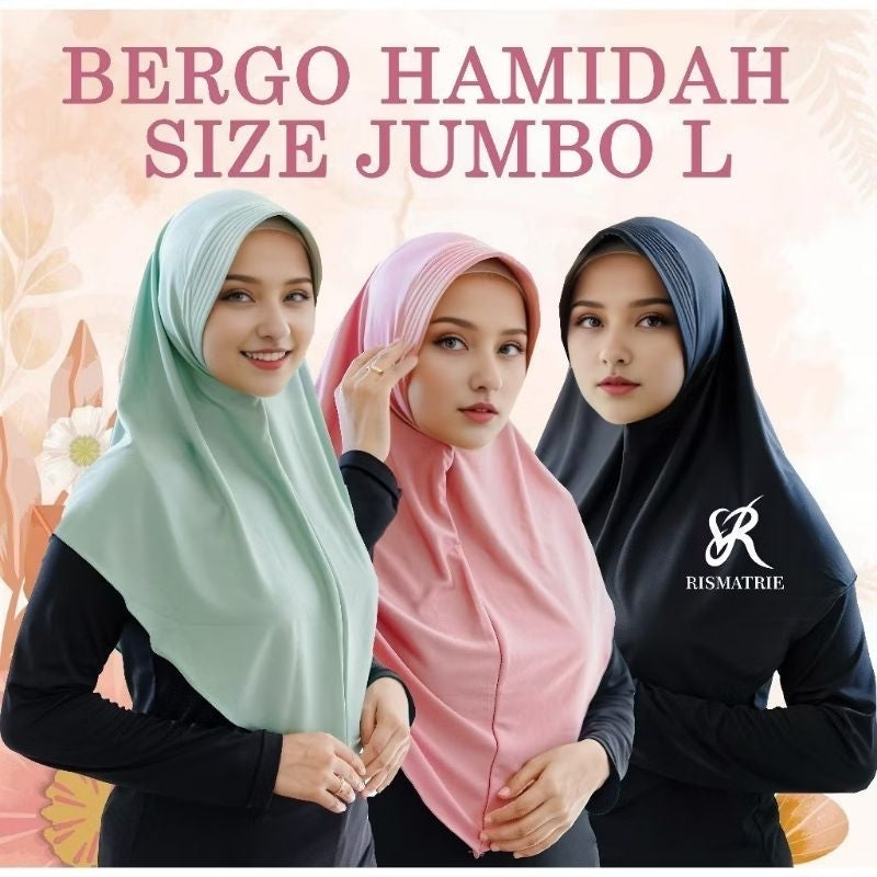 Pekanbaru Hijab Bergo Jersey Hamidah / Bergo Jersey Menutup Dada / Hijab Instan Jersey