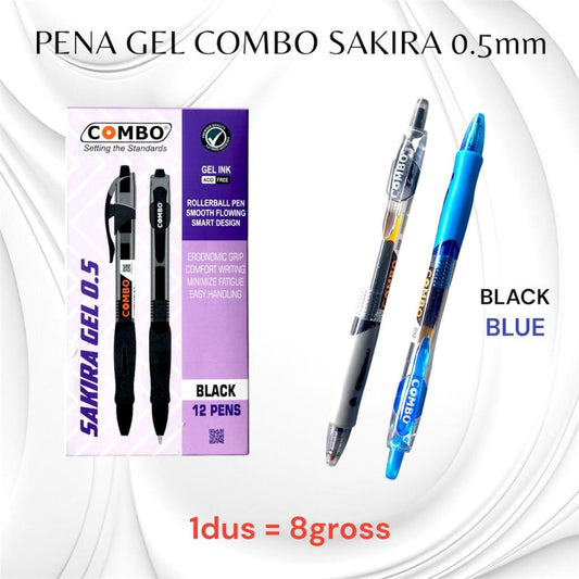 Pekanbaru Pena Gel Combo Sakira 0.5 Hitam & Biru /Pena Gel Tiktak Combo