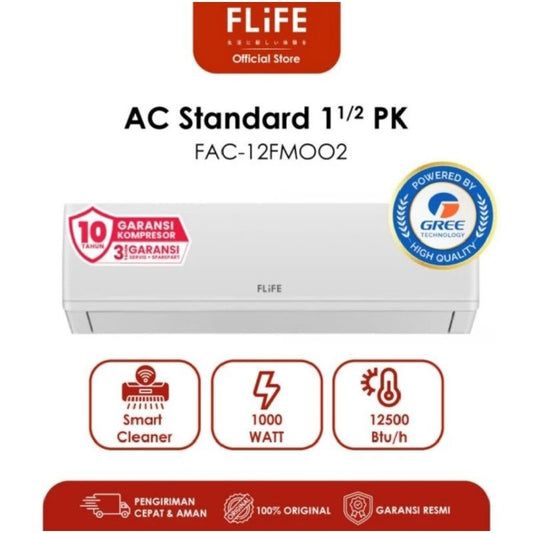 Pekanbaru Ac Flife 1 1/2 Pk Standard Turbo Mode Fac-12Fm002 - Led Display - Smart Cleaner