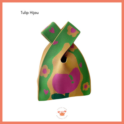 [littlecrab] Tas Rajut Bangkok All Motif Knit Knot Bag Mini Totebag Buffalow Unik Kanvas Premium