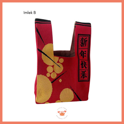 [littlecrab] Tas Rajut Bangkok All Motif Knit Knot Bag Mini Totebag Buffalow Unik Kanvas Premium