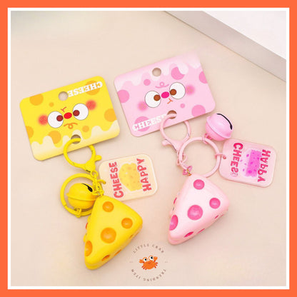 [littlecrab] Gantungan Kunci Motif Keju Cheese Keychain Karakter Unik Lucu Lonceng Cartoon Gemoy