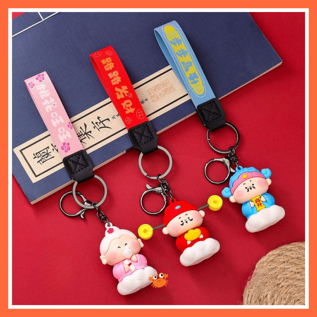 [littlecrab] Gantungan Kunci Motif Dewa Keberuntungan Jodoh Pendidikan Cute God Keychain Gemoy