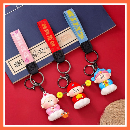 [littlecrab] Gantungan Kunci Motif Dewa Keberuntungan Jodoh Pendidikan Cute God Keychain Gemoy