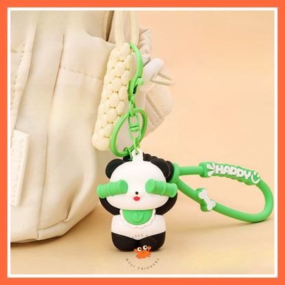 [littlecrab] Gantungan Kunci Panda Bambu Kelinci Wortel Motif Karakter Tutup Mata Cute Keychain