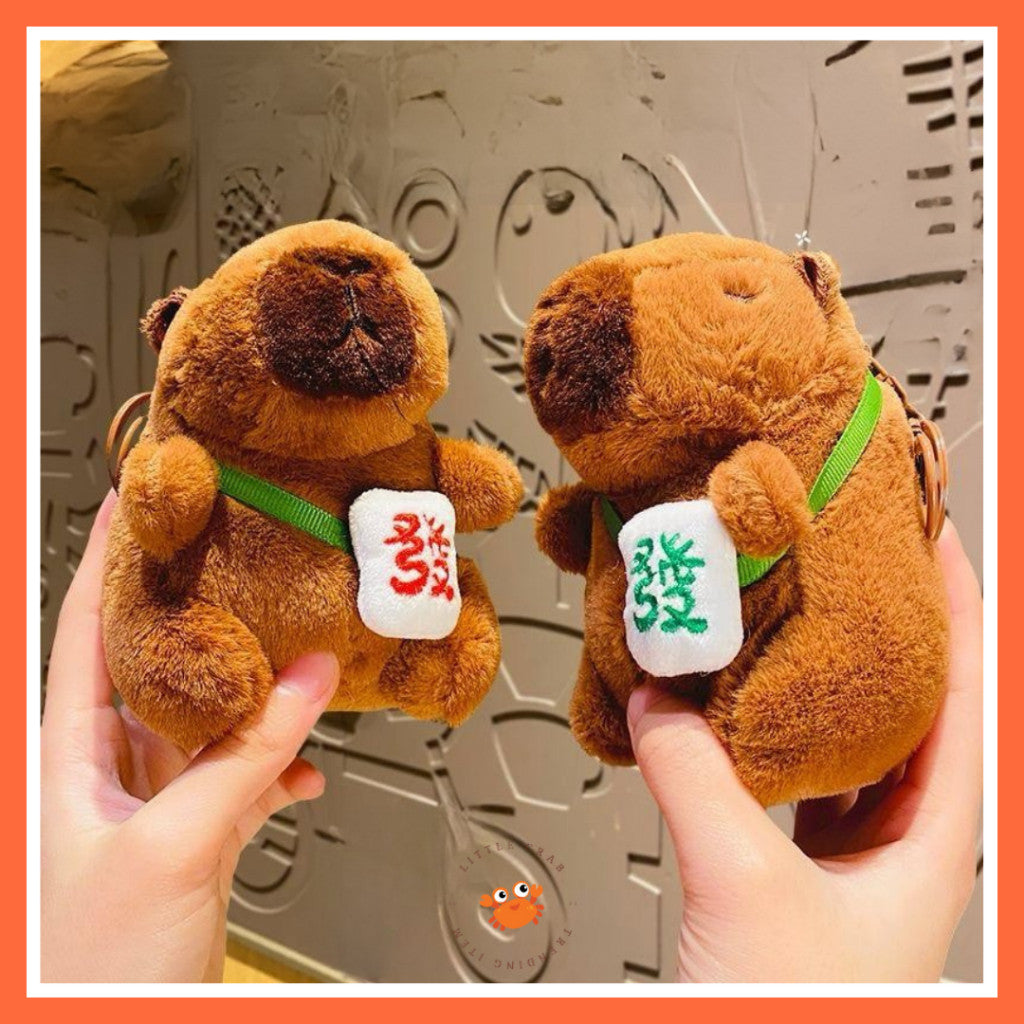 [littlecrab] Gantungan Kunci Boneka Capybara Mini Unik Keychain Plush Doll Beruang Gemoy